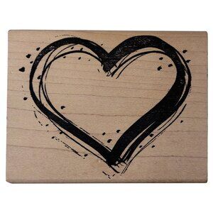 Painted Heart Rubber Stamp By DeNami Design Wood-Mounted Stamp